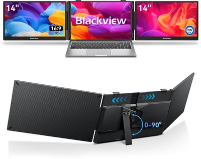 Blackview DCM5 - Draagbare Externe Monitor - 14" FHD Dubbel Scherm USB-C 100W PD - Ultradun Opvouwbaar Plug & Play Laptop scherm 13–17,3" - Grijs