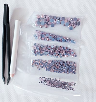 Rhinestones steentjes set pakket ROZE Mix pincet pen Nail art Steentjes Decoratie Glitter