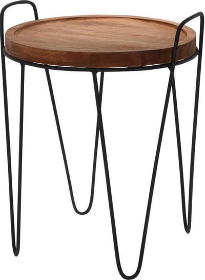 Bijzettafel Teakhout | Zwart Metaal Onderstel | 46 x 51 cm