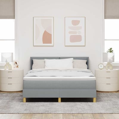 vidaXL - Boxspring - bed - met - kussen - Lichtgrijs - 200 - x - 160 - cm - Stof
