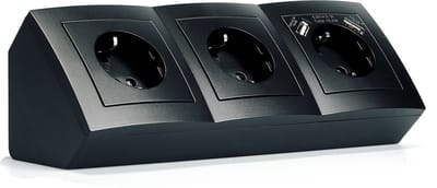 McPower Flair Stekkerdoos - Verdeelstekker 3-voudig - Stekkerblok met 2 x USB-A - Randaarde - Zwart