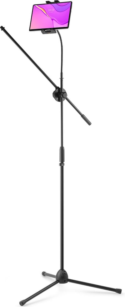 Vonyx MS10TH microfoon standaard - Tripod microfoonstatief met tablethouder - Verstelbaar - Zwart