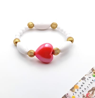 Jeannette-Creatief® - Holland - Armband Acrylkralen Ovaal en Oranje Hartje Gold - Armband - Koningsdag - WK