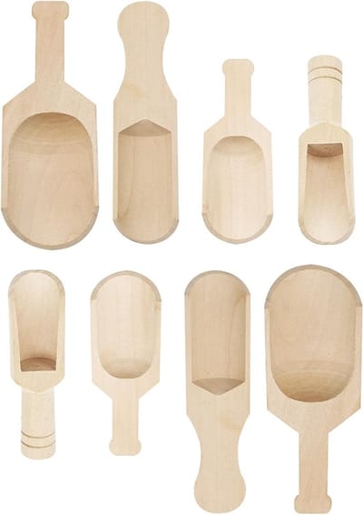 Set van 8 Houten Lepels – Kleine Lepels voor Keuken, Kruidenschep, Bloemenschep, Zoutlepel en Theelepel – Natuurlijke Keukenaccessoires voor Bakken en Koken