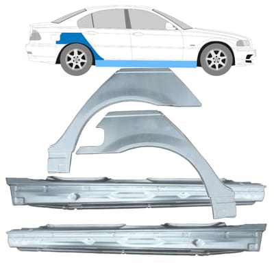 Volledige dorpel + reparatiepaneel achter spatbord voor BMW 3 E46 1998-2006
