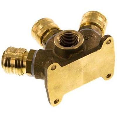 Messing DN 7.2 (Euro) Luchtkoppeling Snelkoppeling G 1/2 inch Binnendraad Wandmontage 3-weg - CLS7-F-B-3W-PL-012
