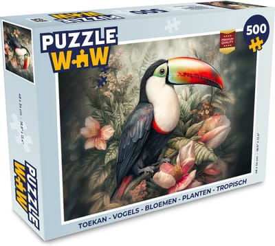 Puzzel Toekan - Vogels - Bloemen - Planten - Tropisch - Legpuzzel - Puzzel 500 stukjes