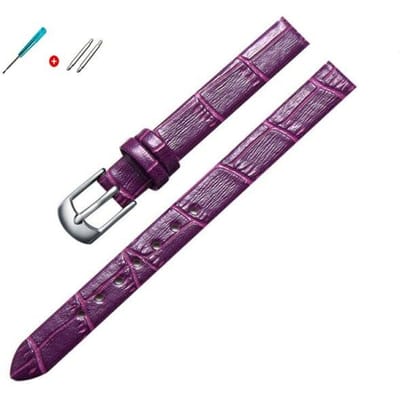 8mm 10mm Dames Meisjes Slanke Lederen Band Kwaliteit Horloge Accessoires Riem Slub Horlogeband Rose Gouden Pin Gesp 12mm gray