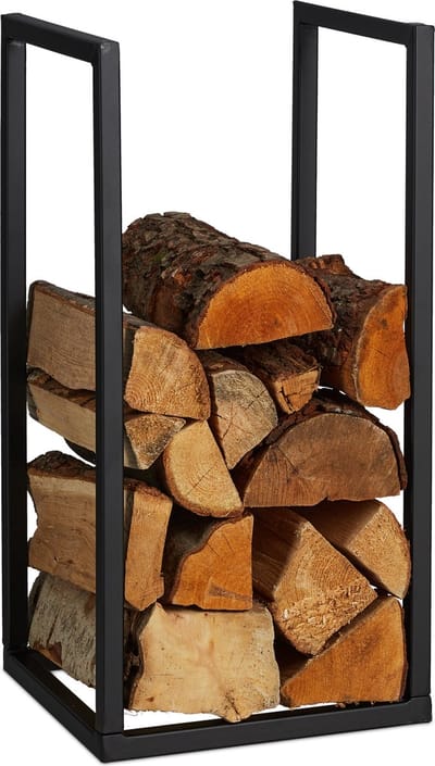 brandhoutrek - metaal - 60 x 30 x 30 cm - stookhout - binnen - open haard - zwart