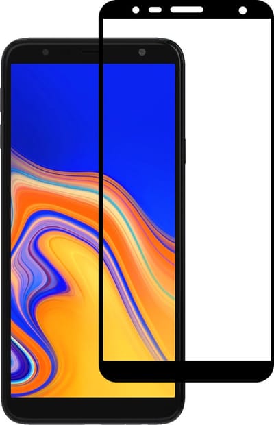 Smartphonica Screenprotector Geschikt voor Samsung Galaxy J4 Plus 2018 - Full Cover Tempered Glass with Round Edge - Gehard glas met Afgeronde Hoeken geschikt voor Samsung Galaxy J4 Plus