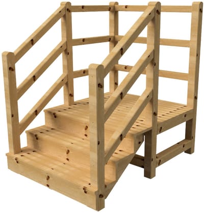 MILANO buitentrap 3 gesloten treden H54 cm - bordes L116 x B120 cm - trapleuning links en rechts - bordesleuning links en achteraan
