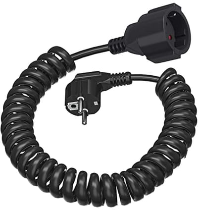 Verlengkabel met Beschermcontact en Spiraalkabel van 0,6M tot 2M Max - IP20, 230V/16A