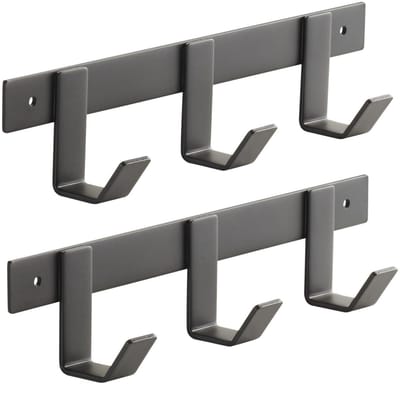 SOTECH set van 2 Blackline ALBA (klein) haakrails 257 mm met 3 haken zwart Wandkapstokken Kapstokken