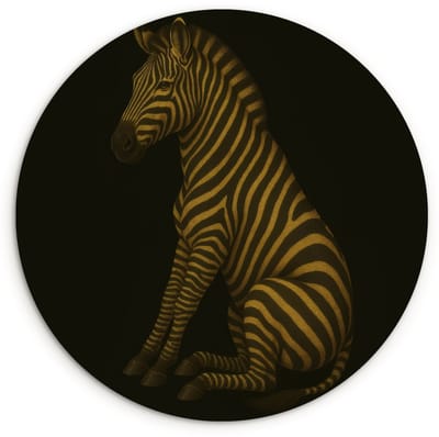 WallCircle® Wandcirkel 120x120 cm - Muurcirkel Zebra - Strepen - Goud - Muurdecoratie woonkamer - Wanddecoratie slaapkamer - Kamer decoratie accessoires - Ronde schilderijen XXL