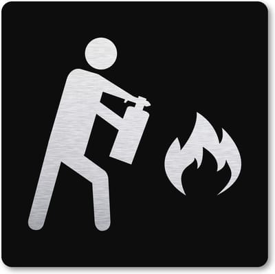 Pictogram Brandblusser - pictogrammen - zwart -  deurbordje - 10 x 10 cm - zelfklevend - vierkant