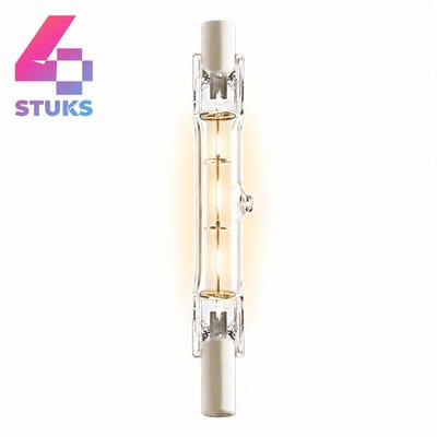 4x Staaflamp (118mm) Halogeenlamp R7s - 230W - Warm Wit Licht (2700K) - 3560 lm - 2 jaar - Dimbaar