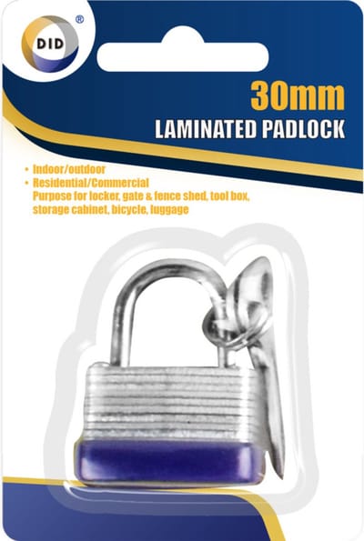 DID Hangslot met sleutel - 3 cm - metaal - voor binnen en buiten