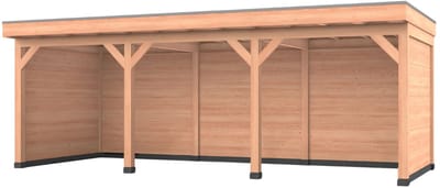 Douglas overkapping, 750 x 300, met achterwand en twee zijwanden, Westwood Comfort Premium