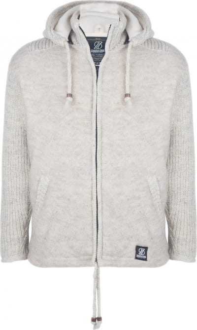 Gebreid Wollen Heren/Uni Vest van Schapenwol met Polyester Fleece voering en afneembare capuchon - SHAKALOHA - M Finn M
