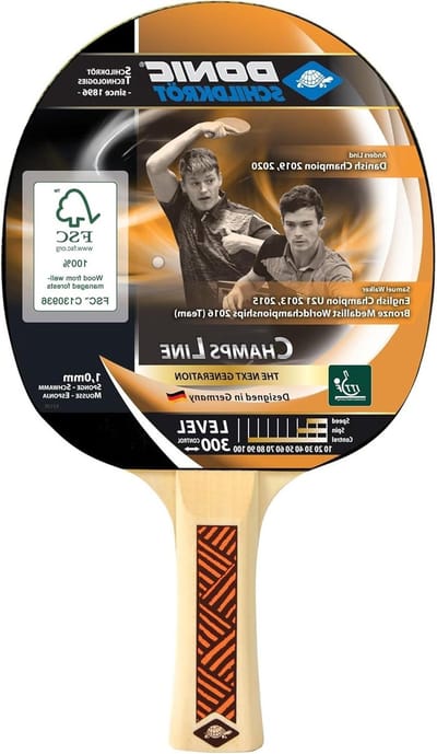 Tafeltennisbatje - Batje met spons - Control spel - ITTF goedgekeurde bekleding - 1.0 mm spons - Oranje-bruin