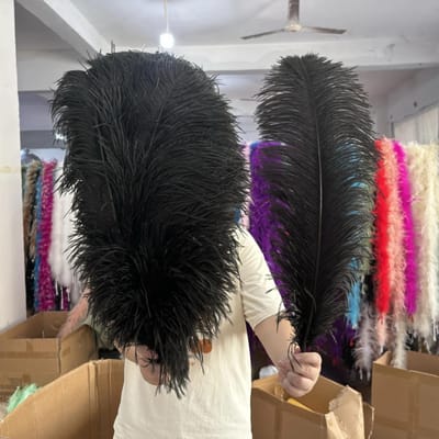 10 STUKS Licht Kaki Grote Struisvogelveren Bulk 15-60CM Lang Natuurlijke Pluizige Struisvogelveren voor Bruiloft Restaurant Vaas Decoratie 15-20cm 6-8inch zwart