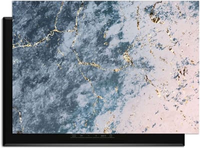 KitchenArt - Elegant Ocean Marble – Inductie Beschermer - 83x51.5 cm - Kookplaat Beschermer - Luxe Afdekplaat Inductieplaat - Anti-slip & Oprolbaar - Beschermmat Inductiekookplaat