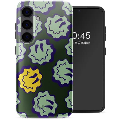 Selencia Hoesje - Geschikt voor Samsung Galaxy S24 - Backcover - Wavy Smiley Green