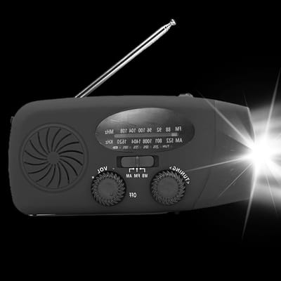 Kampeerradio Zonne-energie - Draagbare Radio Noodgeval - Buitenactiviteiten Luisteren - Hybride Energiesysteem - 169 x 81 x 67 cm - Zwart