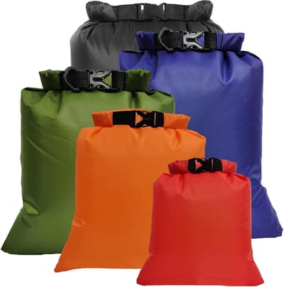 Famanu – Waterdichte droogzakken - 5 stuks opbergzakken - lichtgewicht droogzak voor reizen - raften - zwemmen - kamperen - vissen - kajak-accessoires - Meerkleurig - Vrije