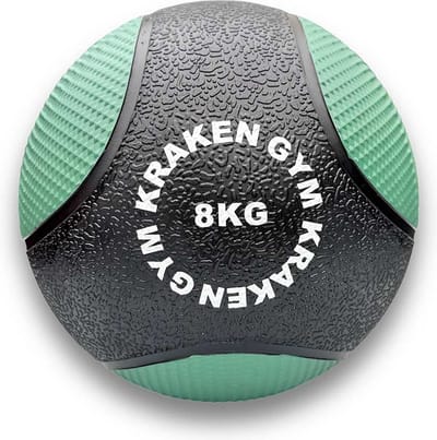 KRAKEN Medicijnbal 8 KG | Gym Fitness Ballen | Premium Rubber Medicijnballen | Medicine Ball met Reliëf Grip | Kracht, Balans, Core Fysio Training | Perfecte Grip | Groen