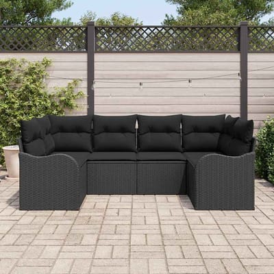 vidaXL - Tuinbank - Set - 6 - st - Zwart - Poly - rattan