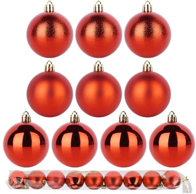 Kerstballen Set Onbreekbaar Rood 6 cm 9 stuks - Kerstdecoratie