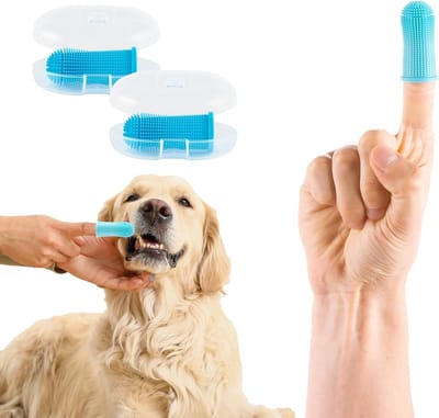 Famanu – Set van 2 Siliconen Vingerborstels voor Honden – Geschikt voor Kleine Honden, Handmatige Gebitsverzorging