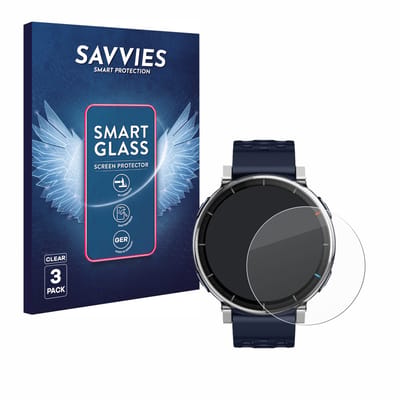3 Stuks Savvies Screenprotector - geschikt voor Amazfit Active 3 Premium - beschermfolie glas transparant