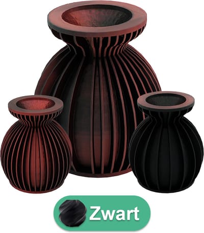 Elin moderne vaas – Decoratieve vaas - Zwart - 3d geprinte vaas – geschikt voor droogbloemen - 20CM