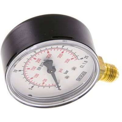 0..25 Bar Manometer Onderaansluiting Staal/Messing 63 mm Klasse 1.6