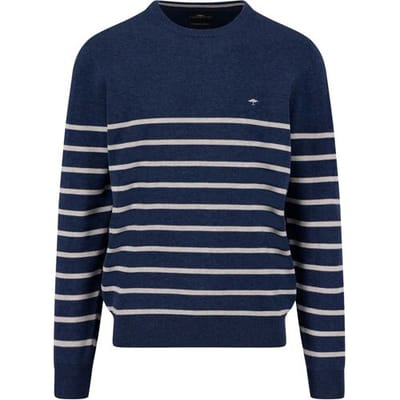 Fynch-Hatton Trui O-Neck Stripe Superfine Cotton Knit Night / male