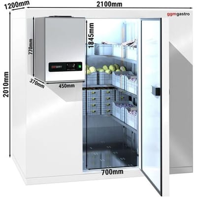 GGM Gastro Kühlzelle - 2100x1200mm - 3,7m³ - inkl. Kühlaggregat Wit / Zilver