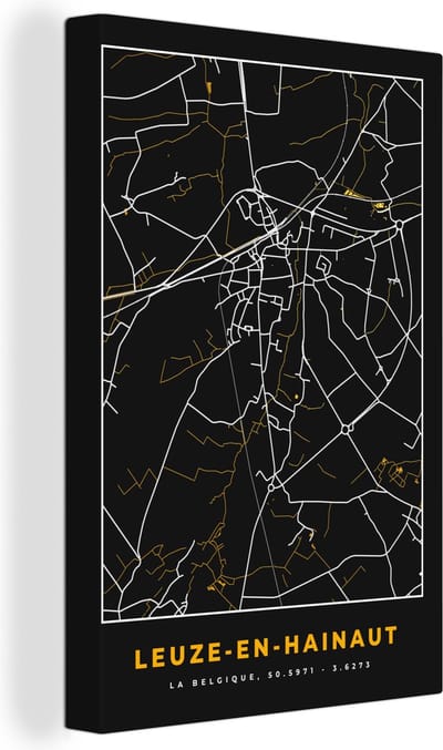 Canvas Schilderij Stadskaart - Leuze-en-Hainaut - Plattegrond - Kaart - 20x30 cm - Wanddecoratie