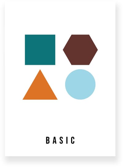 Poster 20x30 cm - Geometrische Basisvormen - Wit - Aarde Tinten - Modern - Minimalistisch - Muurdecoratie - Wanddecoratie