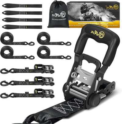 Spanbanden Set - Ratchet Riemen - Lading Zekeren - Met Zachte Lussen - 4 Stuks 16ft - Zwart