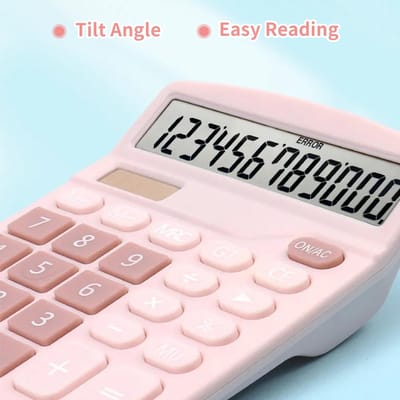 Desktopcalculator Standaardfunctiecalculator met 12-cijferig groot LCD-scherm, zonne-energie en batterij
