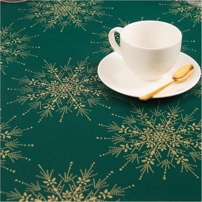 Tafelkleed Kerst - Tafellinnen Feestelijk - Kerstdiner Aankleden - Duurzaam Krasbestendig - 140 x 220 cm - Groen Goud