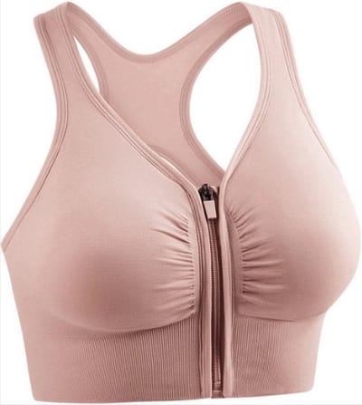 *** Sportbeha met voorsluiting XL valt als L - Pastel Paars - Extra Large -Sport BH met Rits - Sport BH met Voorsluiting - Sport BH Shock - Compressie BH YOGA van Heble® ***