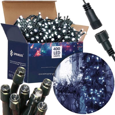 Springos Kerstboomverlichting | Met 400 LED Lampjes | 24 M | Koud Wit