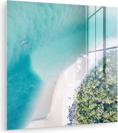 MuchoWow® Glasschilderij 50x50 cm - Schilderij acrylglas - Zee - Zon - Australië - Foto op glas - Muurdecoratie woonkamer - Wanddecoratie slaapkamer - Schilderijen