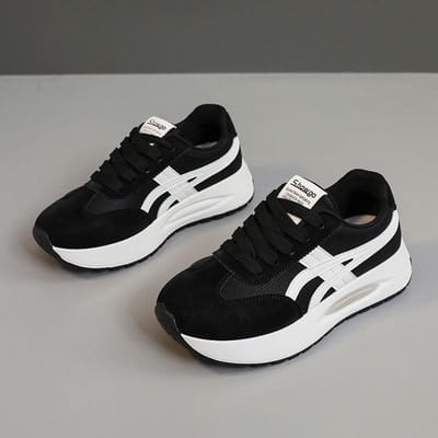 Nieuwe Lente en Zomer Veelzijdige Papa Schoenen Casual Mesh Schoenen Ademend Hoogteverhogend Dikke Zool Damesschoenen Sport Trend 40 black