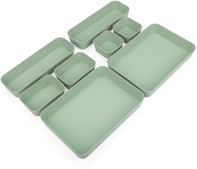 Unyqoos ® Groene 8-delige Lade Organizer Set voor Georganiseerde Ruimtes in Huis