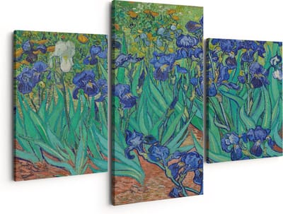 Artaza Canvas Schilderij Drieluik Irissen - Vincent van Gogh - 150x120 - Groot - Foto Op Canvas - Canvas Print