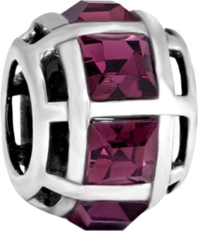 Quiges - 925 - Zilveren - Bedels -Sterling zilver - Beads - Zirkonia Paars Kraal Charm - Geschikt – voor - alle bekende merken - Armband Z163